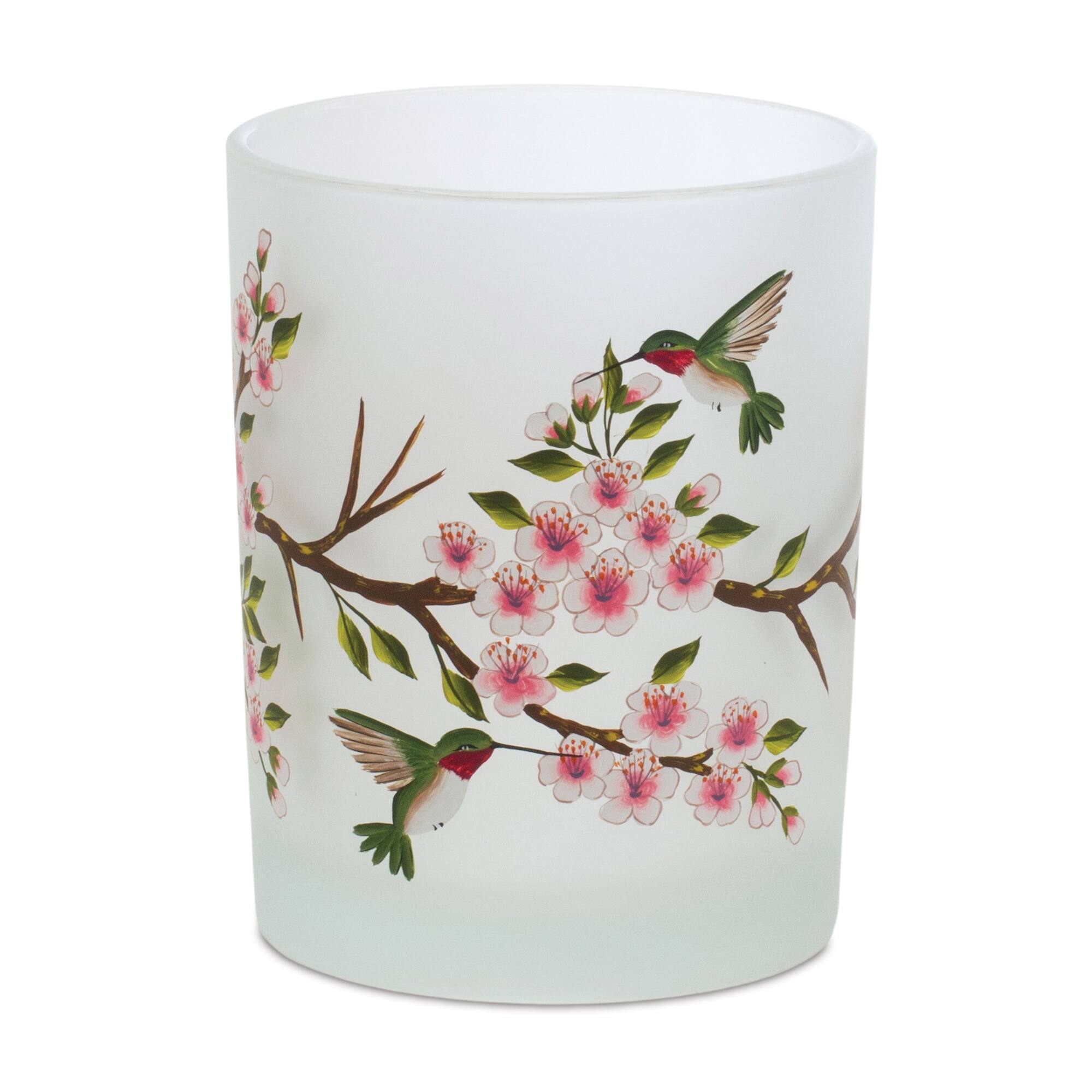 5" Glass Hummingbird Votive Candle Holder Set